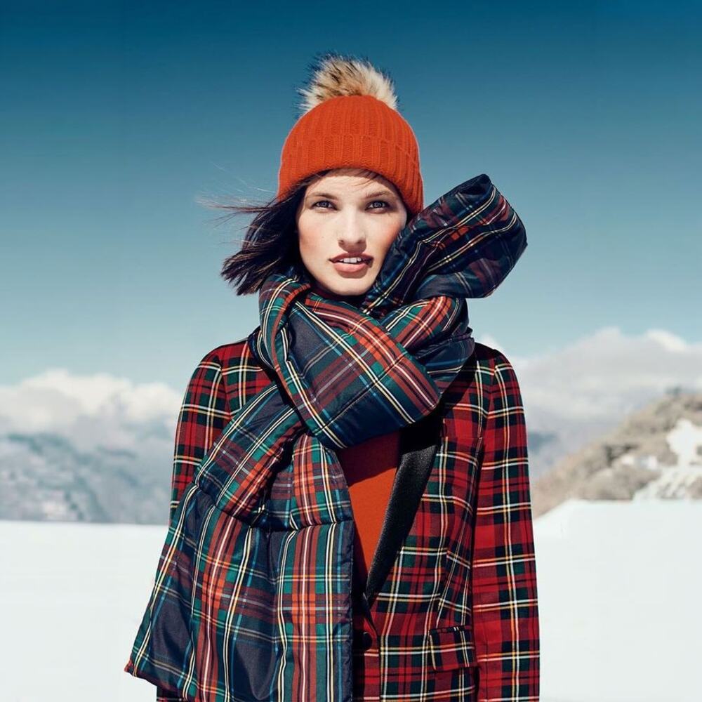 J.Crew NWT Stewart Black Tartan Plaid Puffer Scarf Quilted Winter Wrap